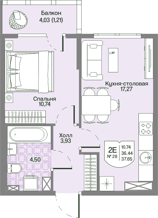 2 ккв (Евро) 36,4 м²