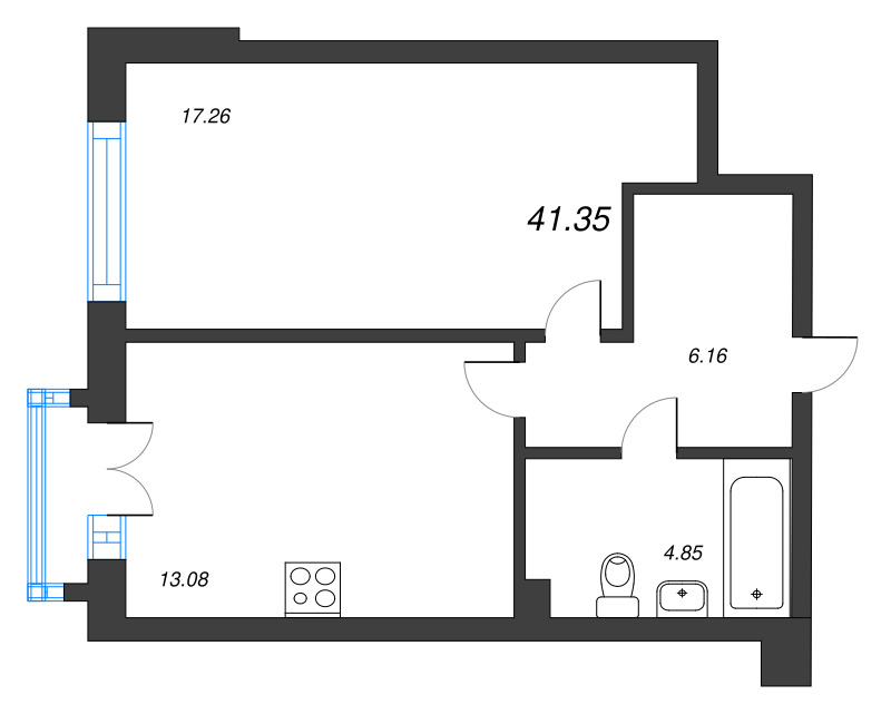1 ккв 41,4 м²