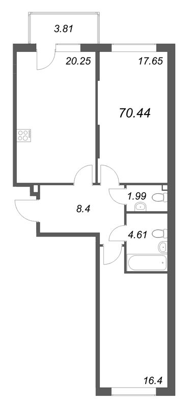 3 ккв (Евро) 70,4 м²
