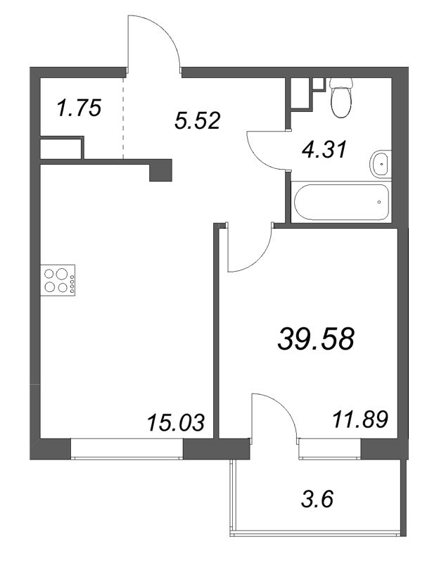 2 ккв (Евро) 39,6 м²