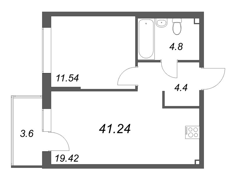 2 ккв (Евро) 41,2 м²