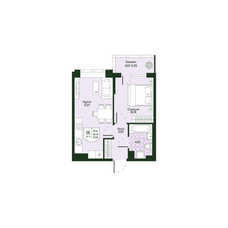 2 ккв (Евро) 36,4 м²