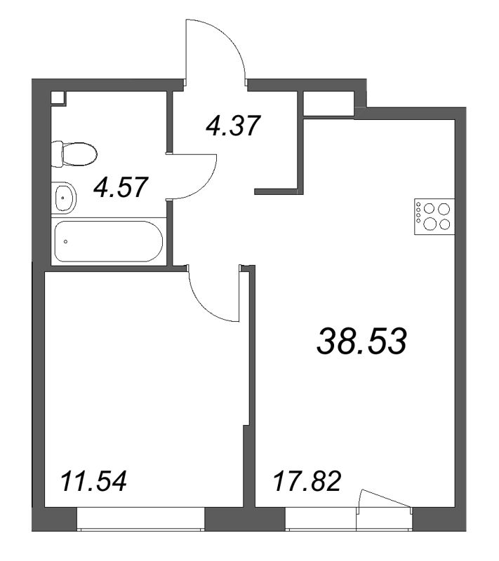 2 ккв (Евро) 38,5 м²