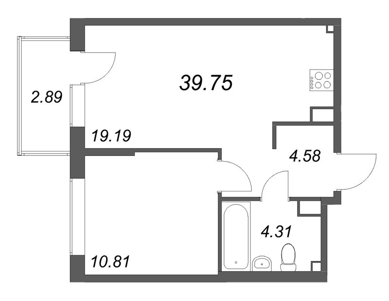 2 ккв (Евро) 39,8 м²