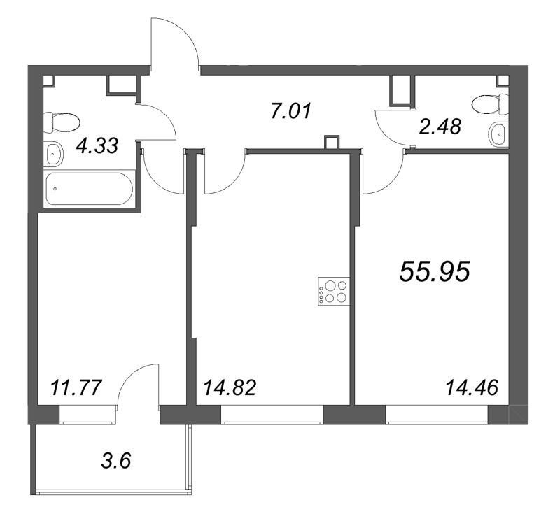 2 ккв 56 м²