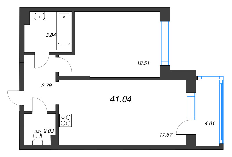 2 ккв (Евро) 41 м²