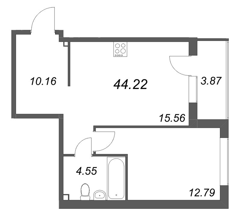 2 ккв (Евро) 44,2 м²