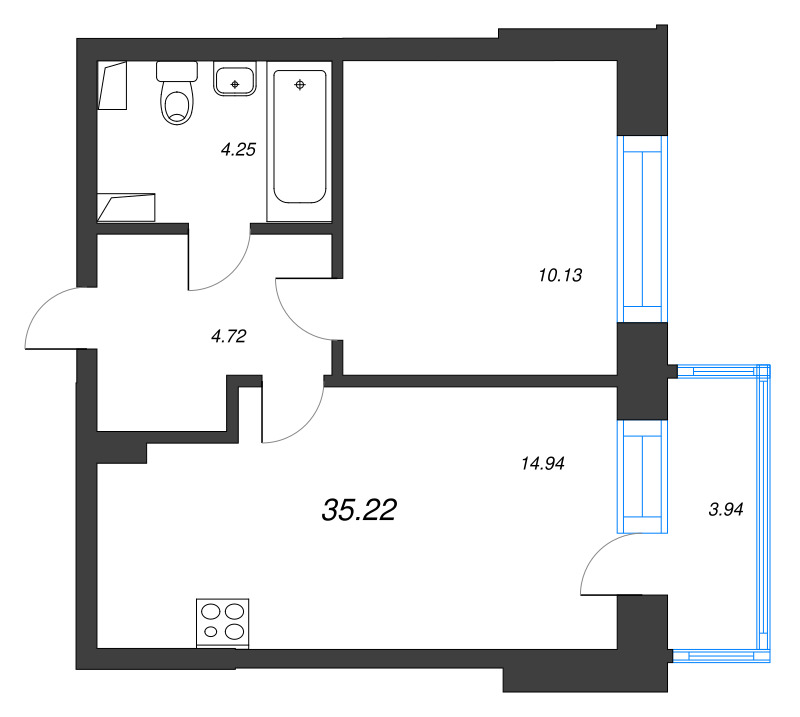 1 ккв 35,2 м²