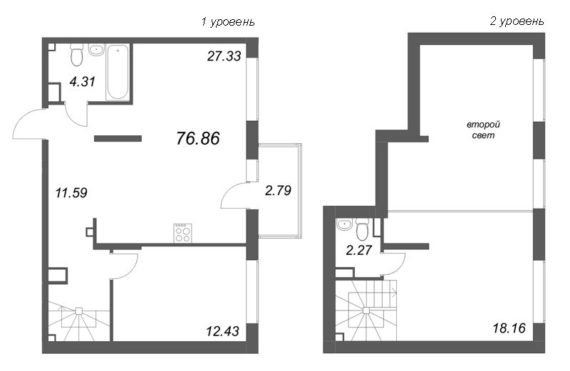 3 ккв (Евро) 76,9 м²