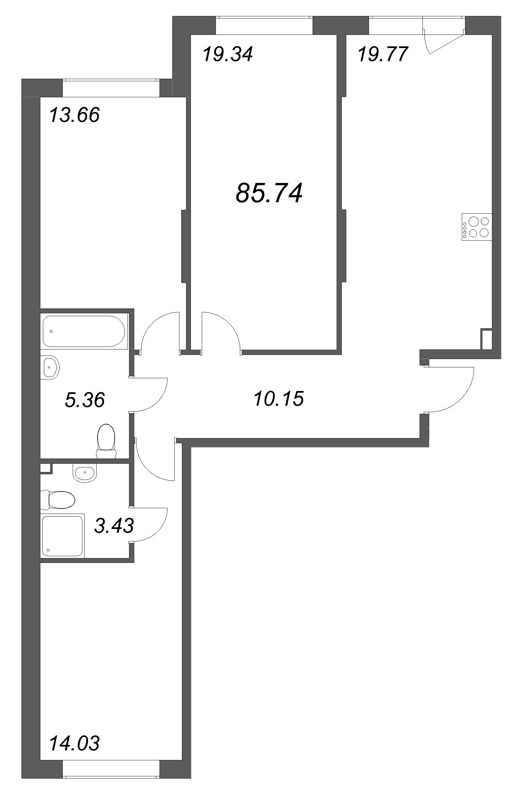 4 ккв (Евро) 85,7 м²