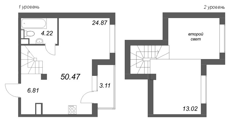 2 ккв (Евро) 50,5 м²