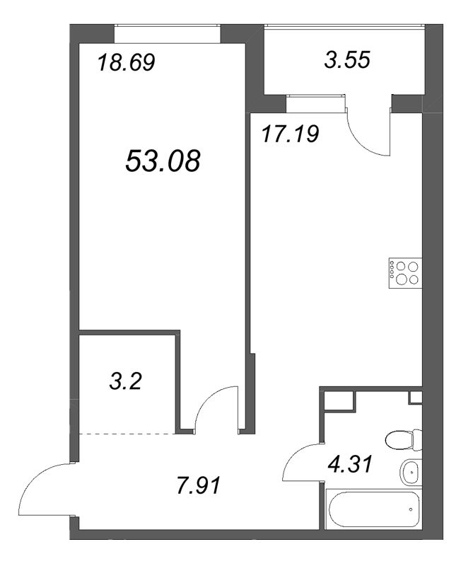 2 ккв (Евро) 53,1 м²