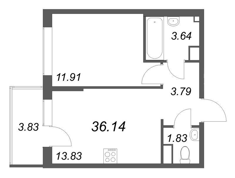 1 ккв 36,1 м²