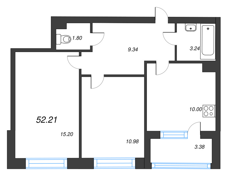 2 ккв 52,2 м²