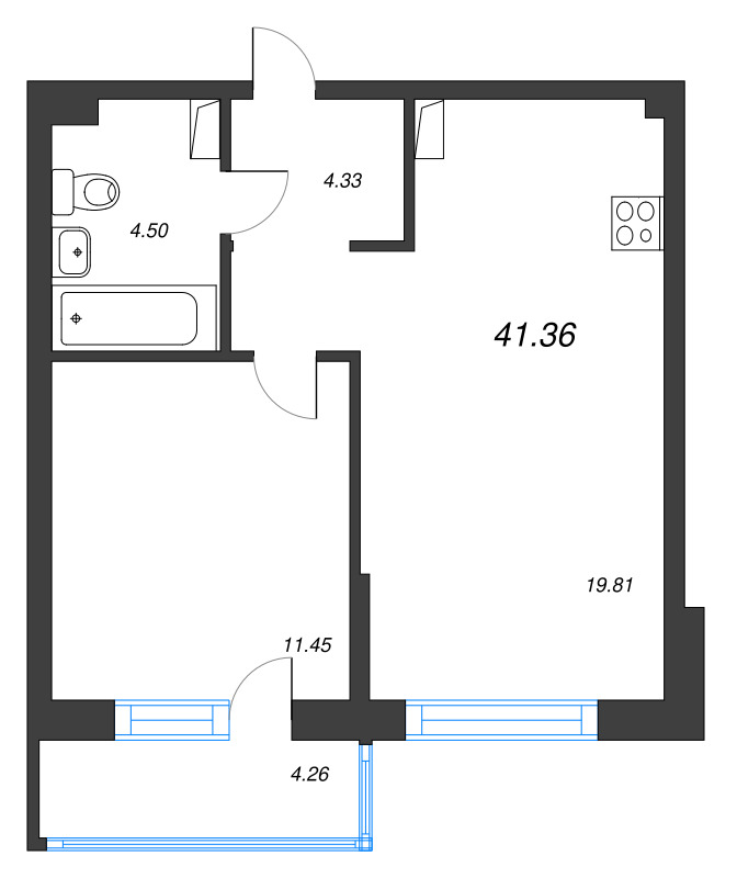 2 ккв (Евро) 41,4 м²
