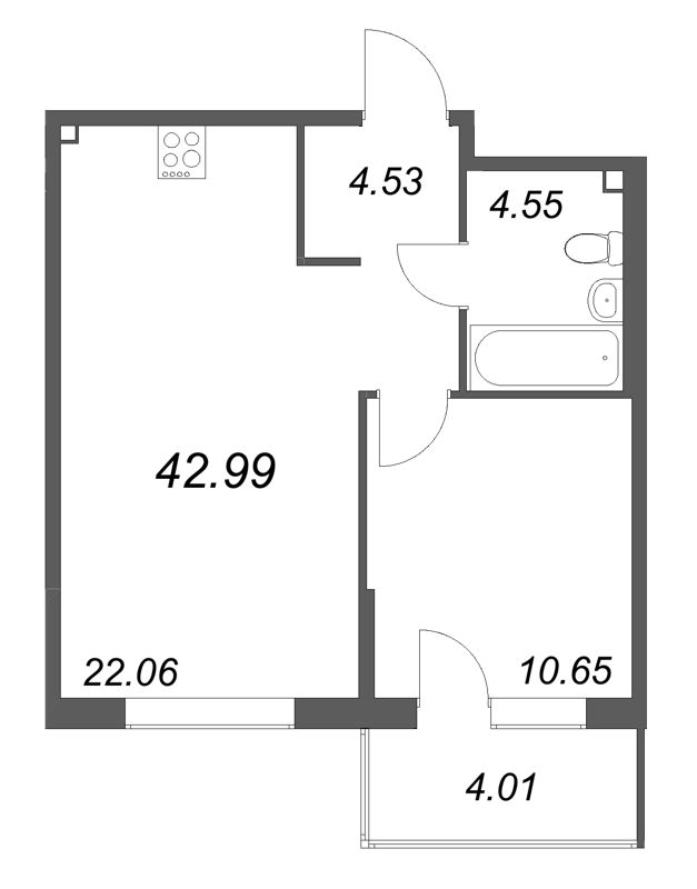 2 ккв (Евро) 43 м²