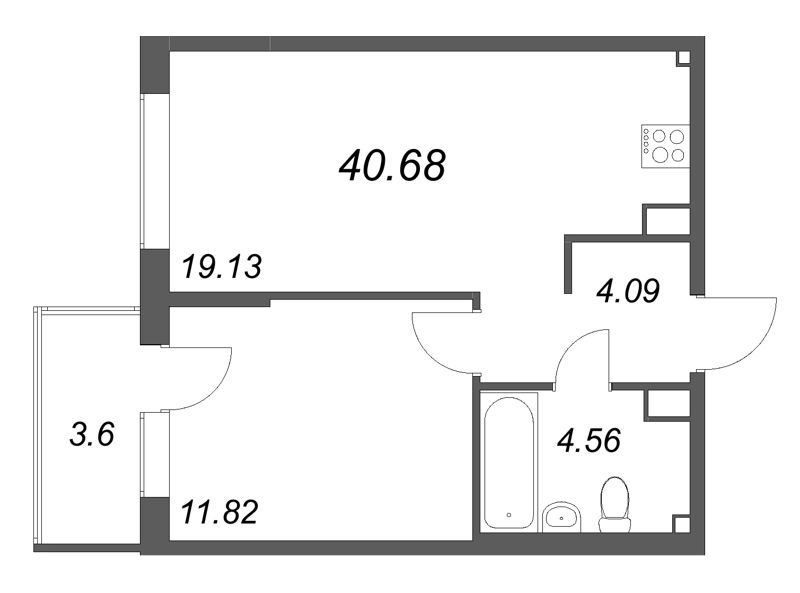 2 ккв (Евро) 40,7 м²