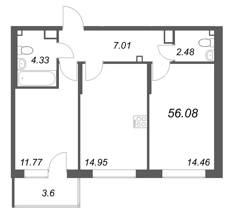 2 ккв 56,1 м²