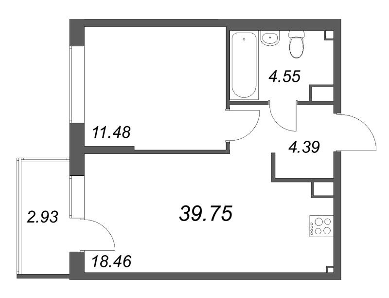 2 ккв (Евро) 39,8 м²