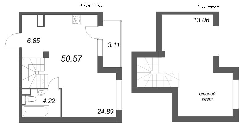 2 ккв (Евро) 50,6 м²
