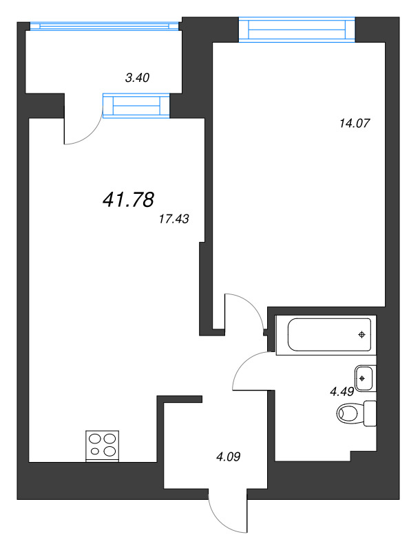 2 ккв (Евро) 41,8 м²