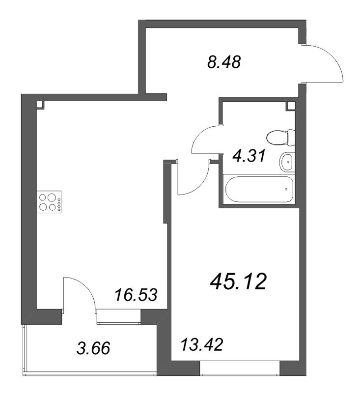 2 ккв (Евро) 45,1 м²