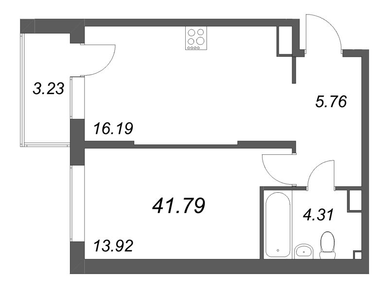 2 ккв (Евро) 41,8 м²