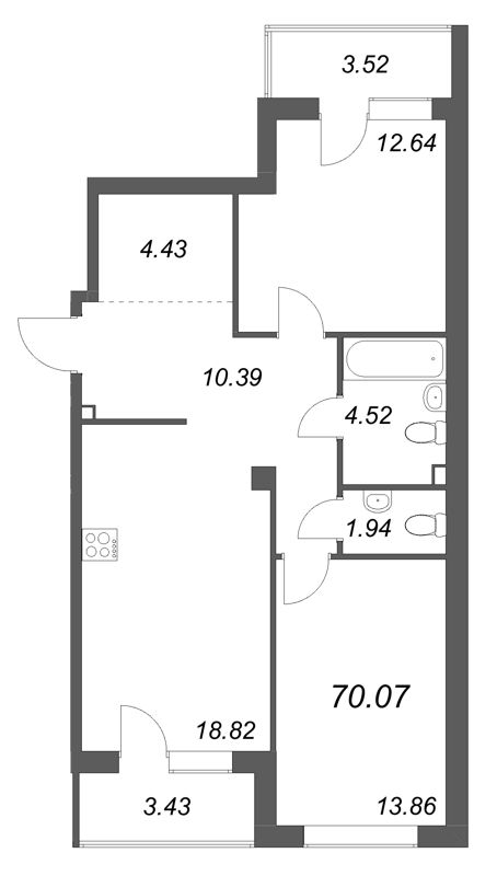3 ккв (Евро) 70,1 м²