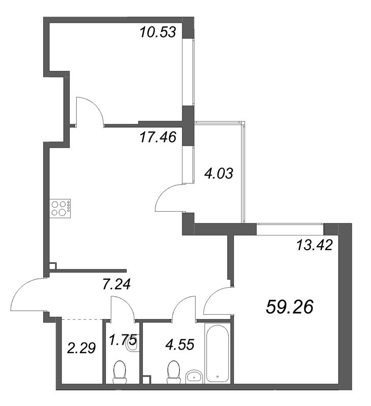 3 ккв (Евро) 59,3 м²