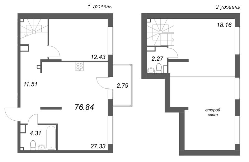 3 ккв (Евро) 76,8 м²