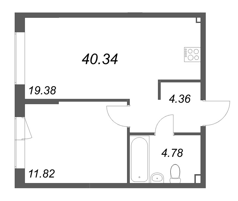 2 ккв (Евро) 40,3 м²
