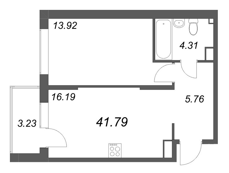 2 ккв (Евро) 41,8 м²