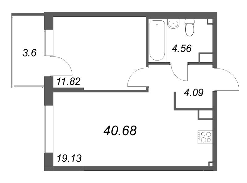 2 ккв (Евро) 40,7 м²
