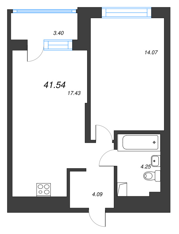 2 ккв (Евро) 41,5 м²