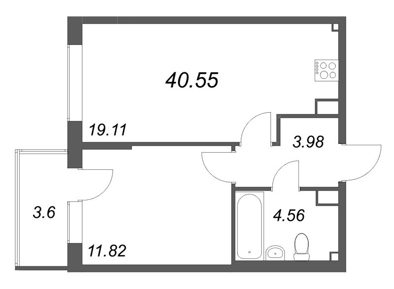 2 ккв (Евро) 40,6 м²