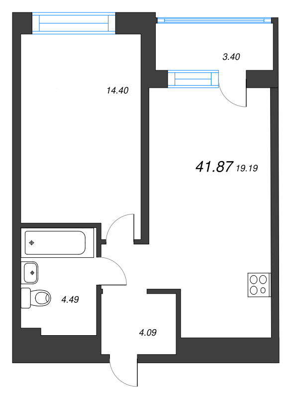 2 ккв (Евро) 41,9 м²
