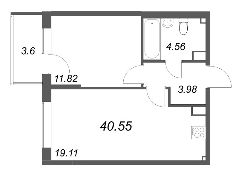 2 ккв (Евро) 40,6 м²