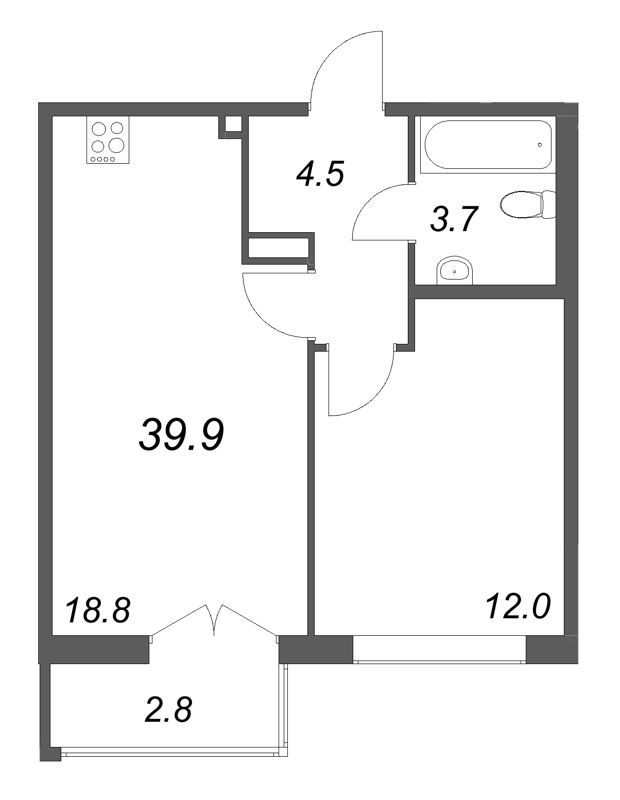 2 ккв (Евро) 39,9 м²