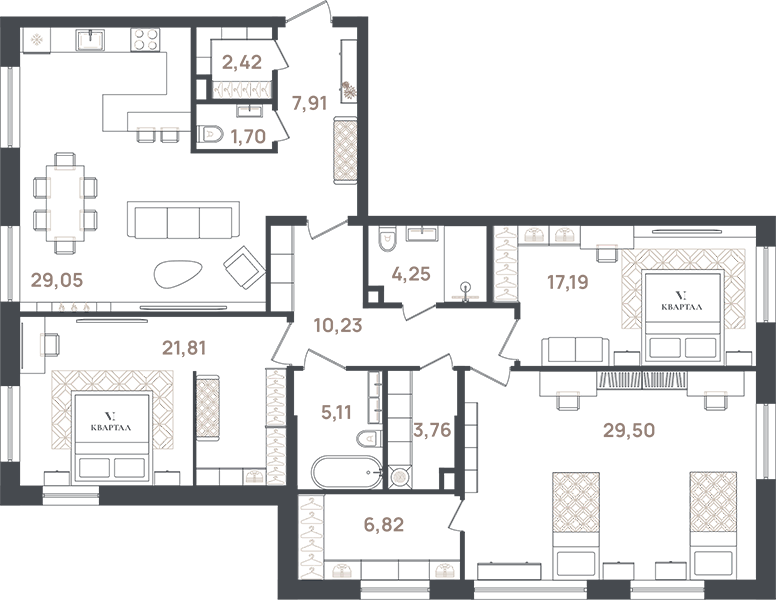 4 ккв (Евро) 139,8 м²