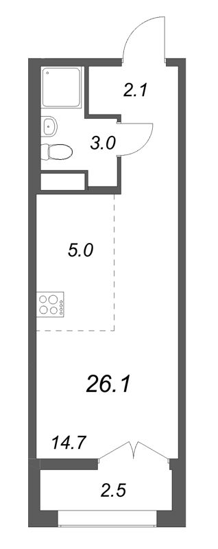 Студия 26,1 м²