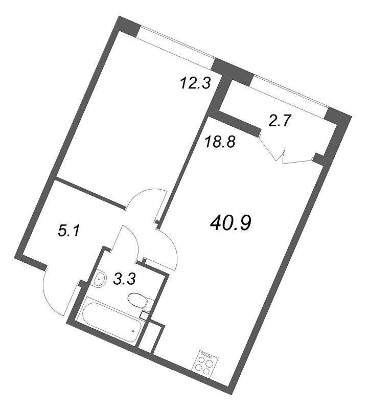 2 ккв (Евро) 40,9 м²