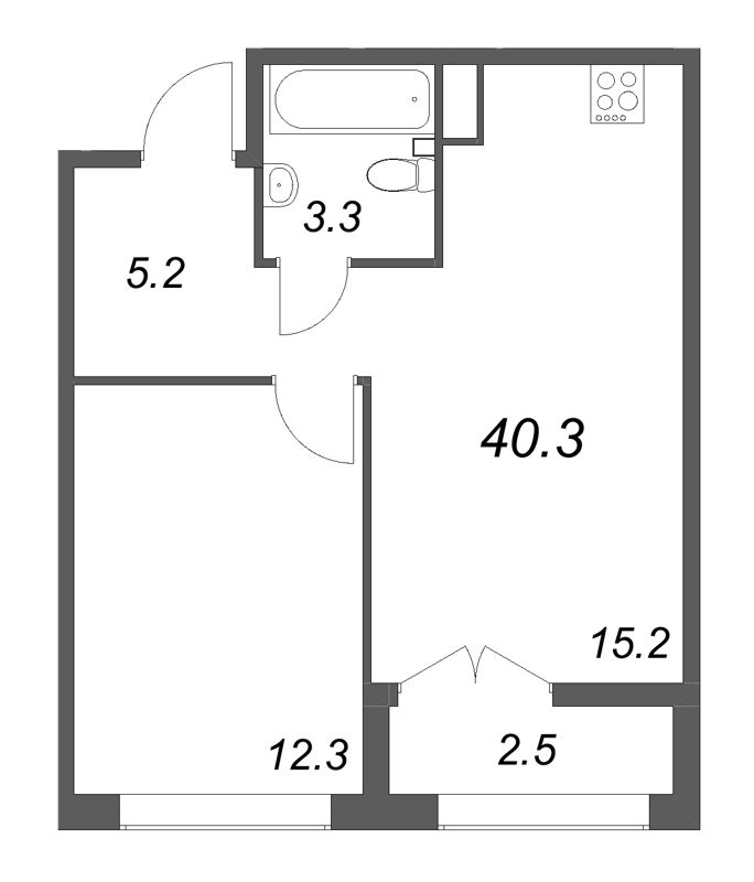 2 ккв (Евро) 40,3 м²