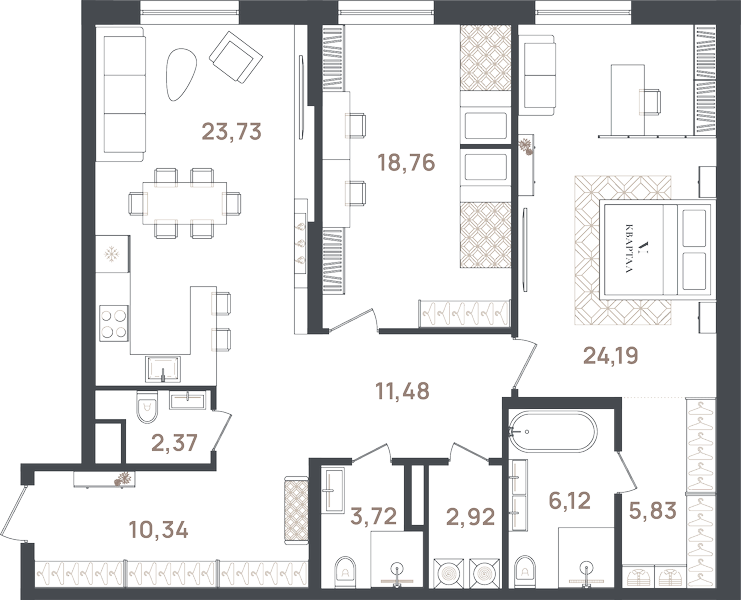 3 ккв (Евро) 109,4 м²
