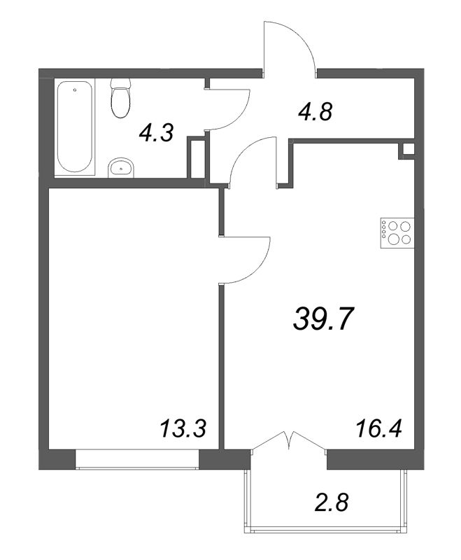 2 ккв (Евро) 39,7 м²