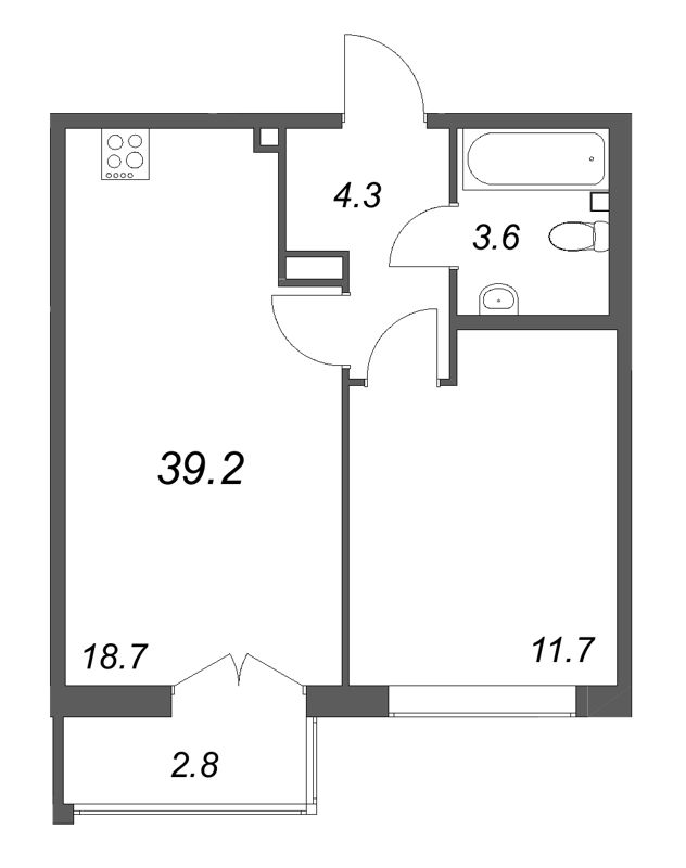 2 ккв (Евро) 39,2 м²