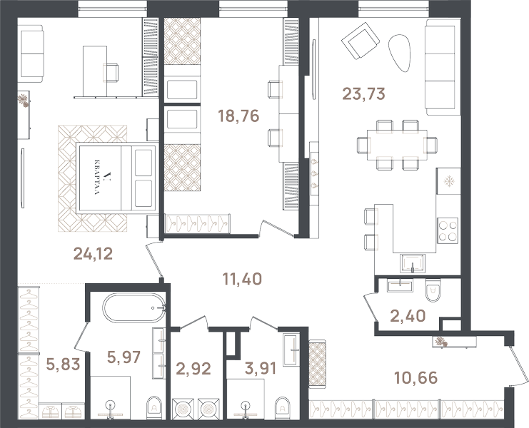 3 ккв (Евро) 109,7 м²