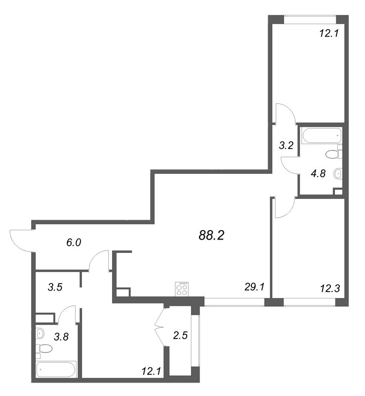 4 ккв (Евро) 88,2 м²