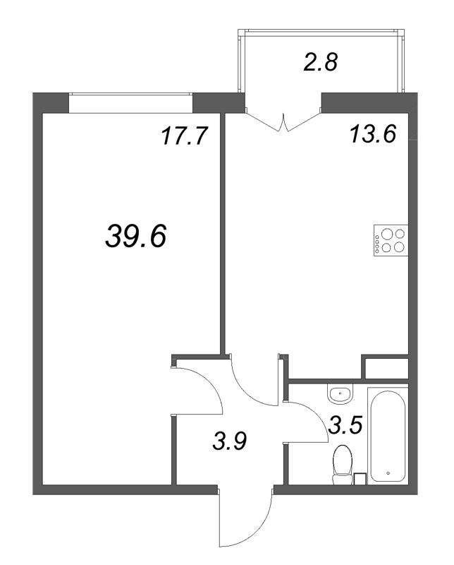 1 ккв 39,6 м²