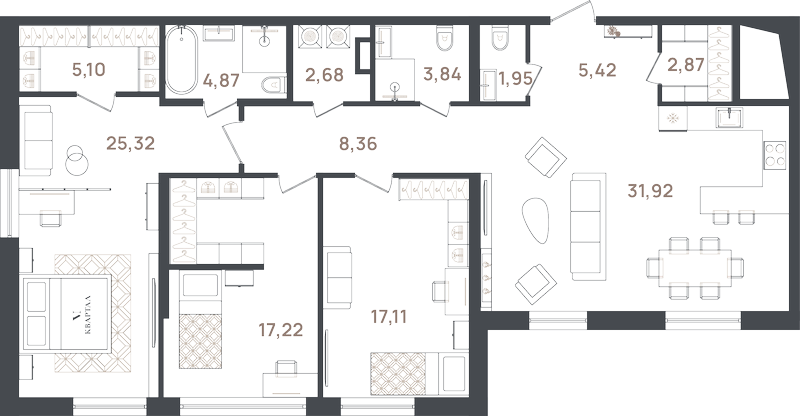 4 ккв (Евро) 127,5 м²