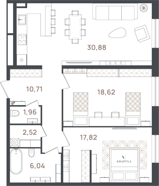 3 ккв (Евро) 88,5 м²